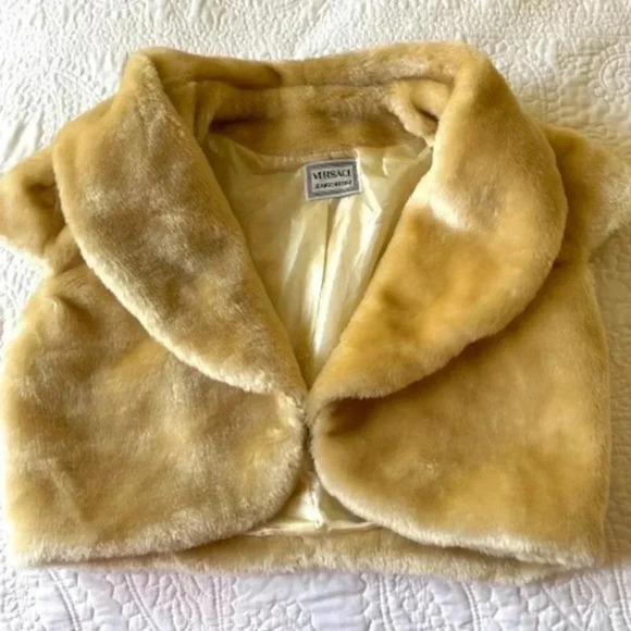 vintage versace jeans couture faux fur vest - Picture 1 of 7